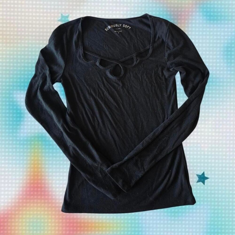 Aeropostale Women's Black and Navy Shirt